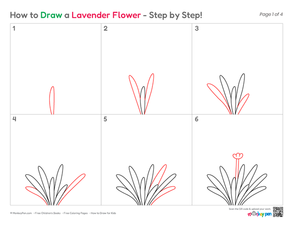 How to Draw a Lavender Flower – Simple Step-by-Step Flower Drawing for Kids