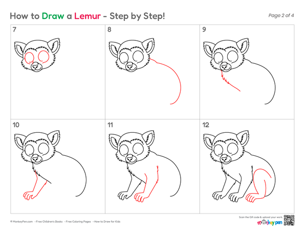 How to Draw a Lemur – Easy Step-by-Step Animal Drawing for Kids