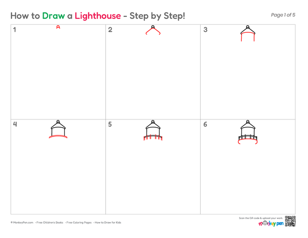 How to Draw a Lighthouse – Simple Step-by-Step Coastal Drawing for Kids
