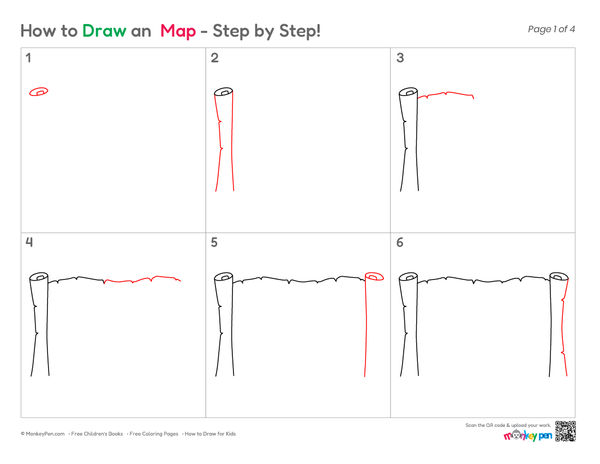 Simple map illustration for kids and beginner artists.