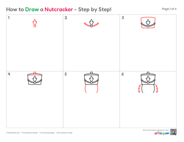 Detailed nutcracker line drawing created through simple sketching stages.
