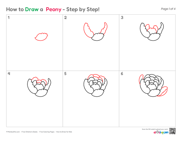 How to Draw a Peony – Easy Step-by-Step Flower Drawing for Kids