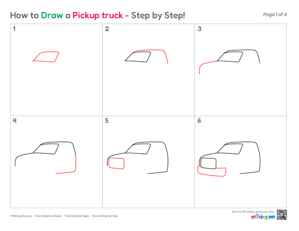 How to Draw a Pickup Truck – Simple Step-by-Step Vehicle Drawing for Kids