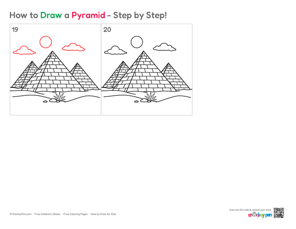 How to Draw a Pyramid – Easy Step-by-Step Landmark Drawing for Kids