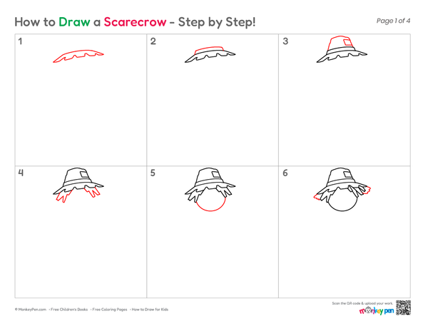 How to Draw a Scarecrow – Simple Step-by-Step Farm Drawing for Kids