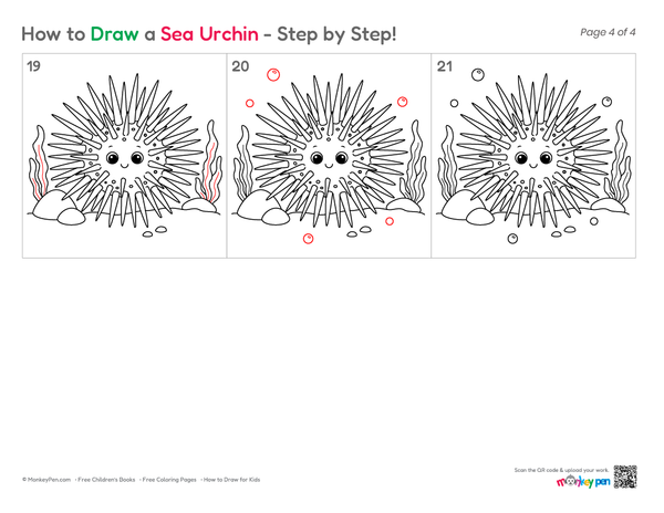 How to Draw a Sea Urchin – Simple Step-by-Step Ocean Creature Drawing for Kids