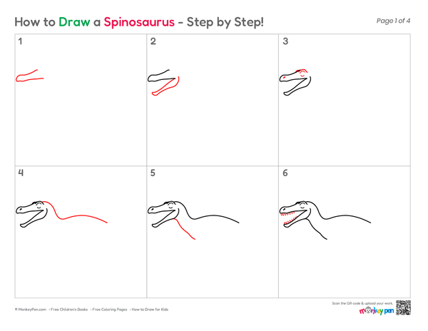 How to Draw a Spinosaurus – Step-by-Step Dinosaur Drawing for Kids