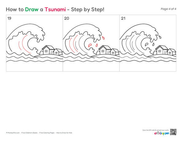 How to Draw a Tsunami – Step-by-Step Ocean Wave Drawing for Kids