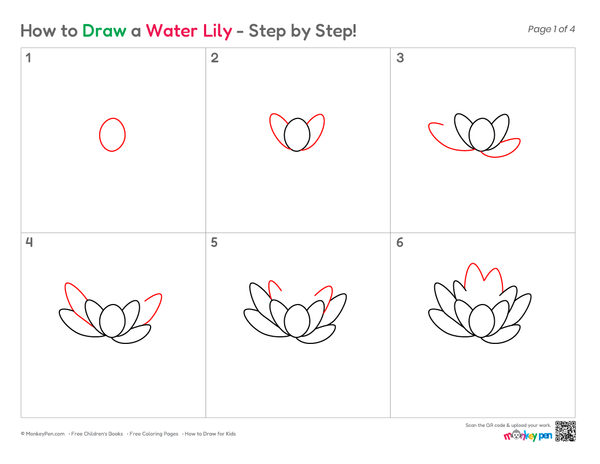 How to Draw a Water Lily – Easy Step-by-Step Flower Drawing for Kids