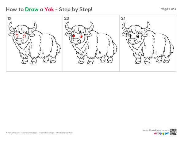 Cute yak sketch made with simple shapes.
