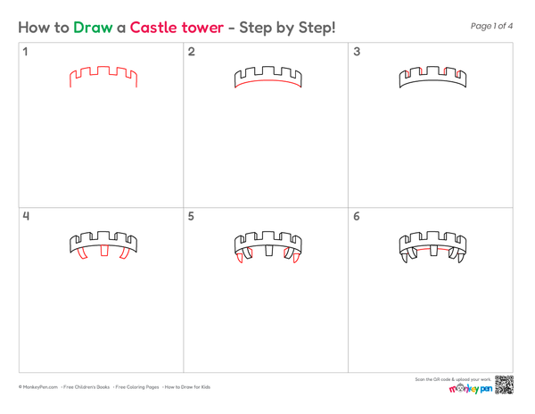 Beginner-friendly castle tower drawing for kids