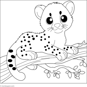 Cheetah on a Tree Branch coloring page – free printable for kids to color and enjoy