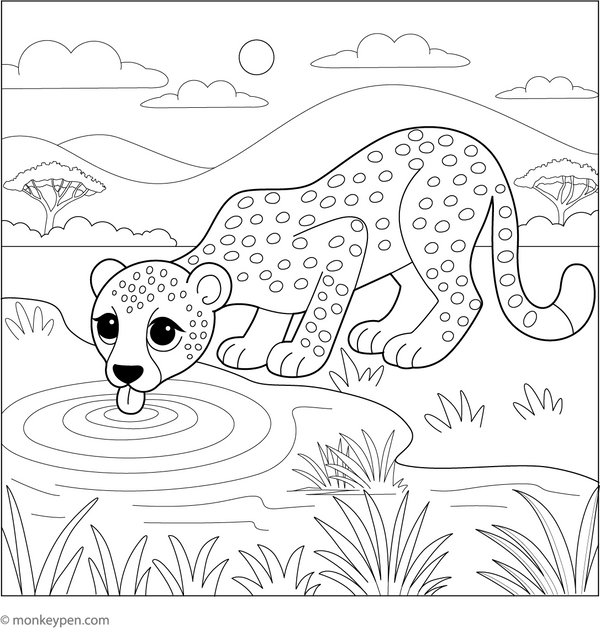 Free Cheetah Coloring Book (Printable PDF)