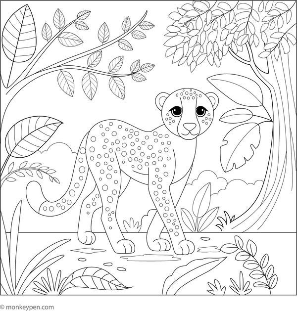 Free Cheetah Coloring Book (Printable PDF)