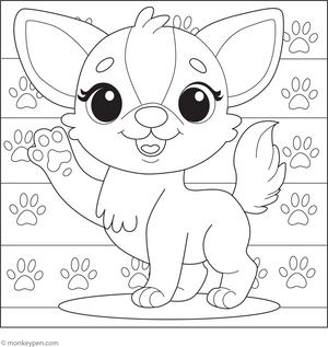 Cartoon Chihuahua Waving coloring page – free printable for kids to color and enjoy