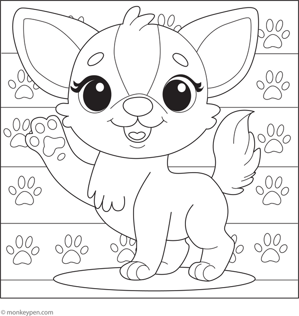 Cartoon Chihuahua Waving coloring page – free printable for kids to color and enjoy