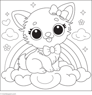 Chihuahua with Headbow coloring page – free printable for kids to color and enjoy