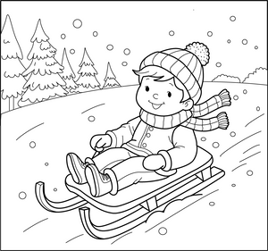 Sledding coloring page – fun and educational printable for children