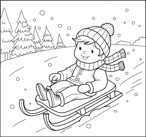 Sledding coloring page – fun and educational printable for children
