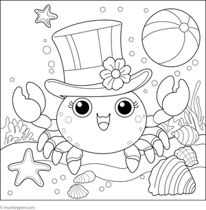 Cute Crab coloring page – free printable for kids to color and enjoy