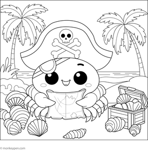 Pirate Crab coloring page – free printable for kids to color and enjoy