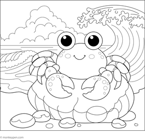 Crab on Rock coloring page – free printable for kids to color and enjoy