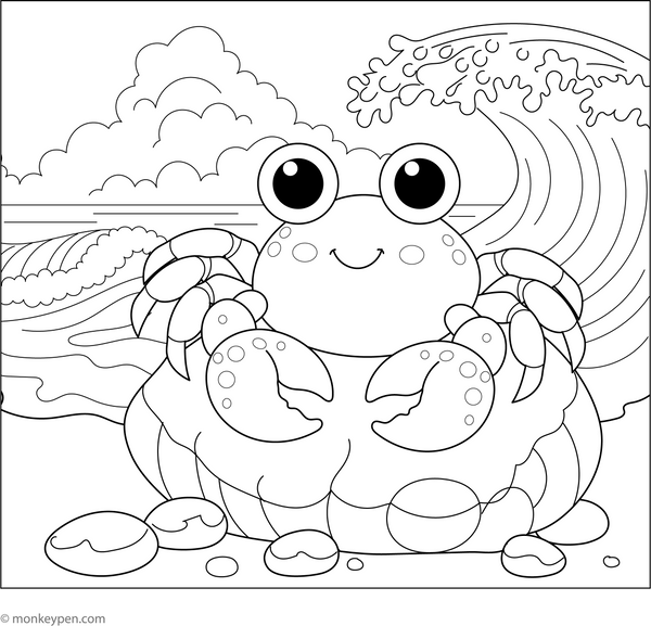 Crab on Rock coloring page – free printable for kids to color and enjoy