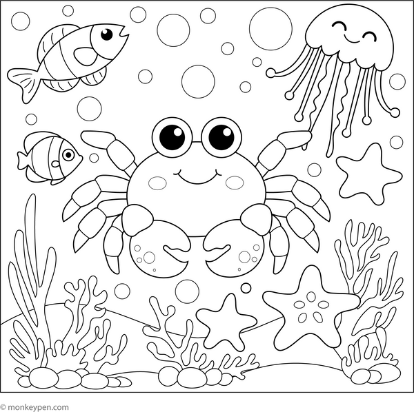 Crab with Friend coloring page – free printable for kids to color and enjoy