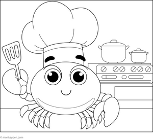 Crab Chef coloring page – free printable for kids to color and enjoy