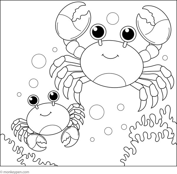 Free Crab Coloring Book (Printable)