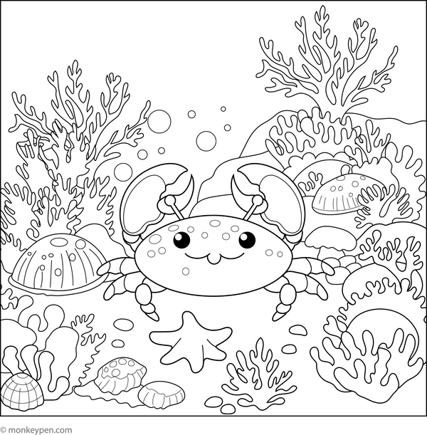 Free Crab Coloring Book (Printable)
