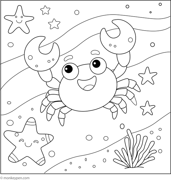 Free Crab Coloring Book (Printable)