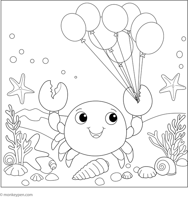 Free Crab Coloring Book (Printable)