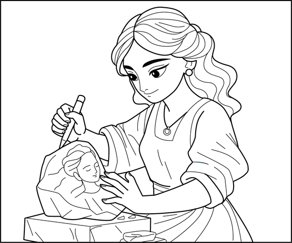 Sculptor coloring page – fun and educational printable for children