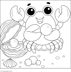 Crab with a Pearl coloring page – free printable for kids to color and enjoy