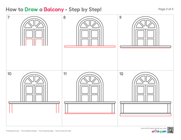 How to Draw a Balcony – Easy Step-by-Step House Drawing for Kids