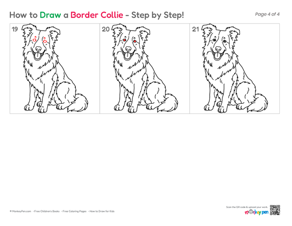 How to Draw a Border Collie – Step-by-Step Dog Drawing for Kids