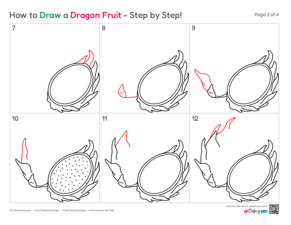 How to Draw a Dragon Fruit – Easy Step-by-Step Fruit Drawing for Kids