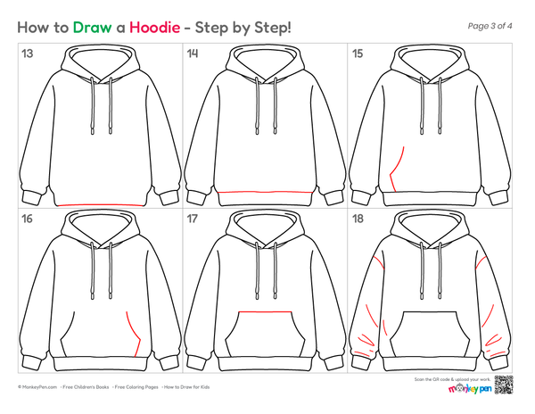 Easy hoodie sketch for young artists.