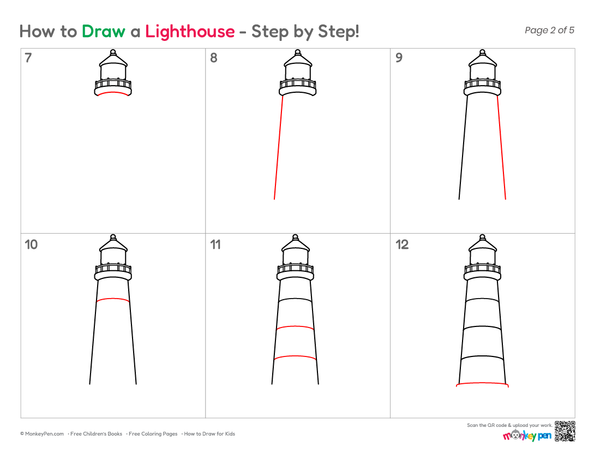 How to Draw a Lighthouse – Simple Step-by-Step Coastal Drawing for Kids