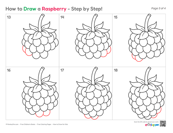 How to Draw a Raspberry – Simple Step-by-Step Fruit Drawing for Kids