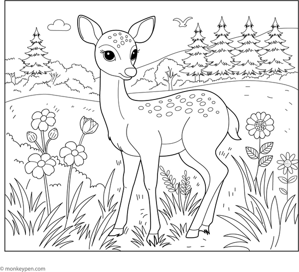 Free Printable Deer Coloring Book
