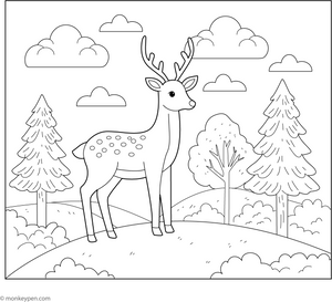 Deer on a Hilltop coloring page – free printable for kids to color and enjoy