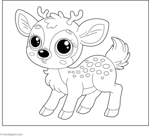 Cartoon Deer with Big Eyes coloring page – free printable for kids to color and enjoy