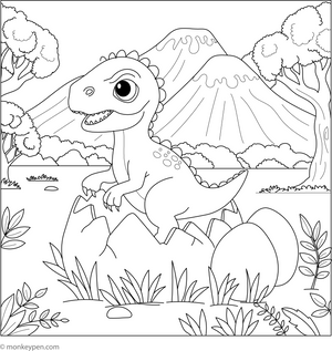 Baby Dinosaur Hatching coloring page – free printable for kids to color and enjoy