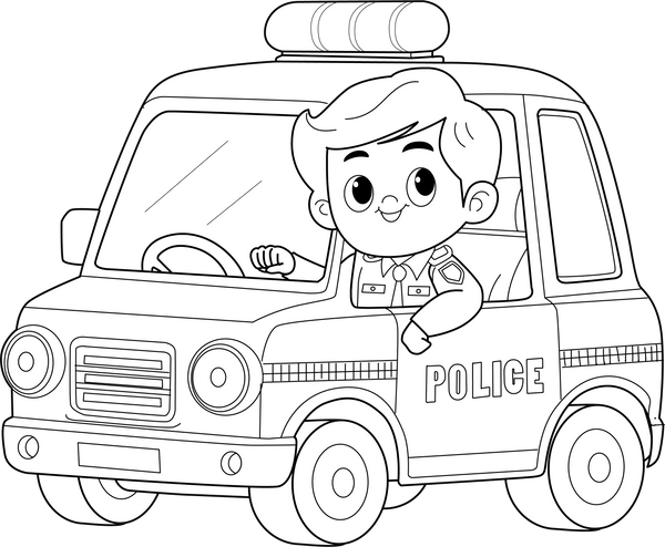 Police Car coloring page – transportation-themed printable for kids
