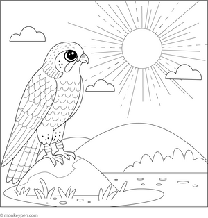 Falcon and the Sunrise coloring page – free printable for kids to color and enjoy