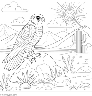Falcon in Desert coloring page – free printable for kids to color and enjoy