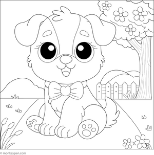 Cute Puppy coloring page – free printable for kids to color and enjoy