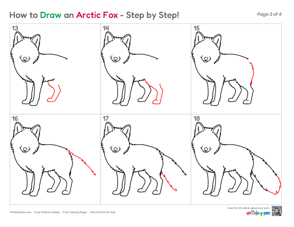 How to Draw an Arctic Fox – Easy Step-by-Step Animal Drawing for Kids